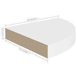 vidaXL Étagère d'angle flottante blanc 25x25x3,8 cm MDF pas cher