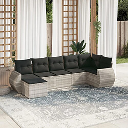 vidaXL Salon de jardin avec coussins 7 pcs gris clair résine tressée 