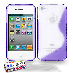 Muzzano Coque + 3 Films APPLE IPHONE 4S ""S Hybrid"" Violet Coque Souple Ultra-Slim ""Le S"" Hybrid Violet pour APPLE IPHONE 4S + 3 Films de protection ?cran