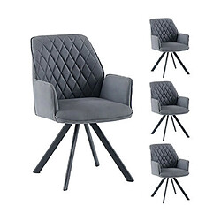 Mes Lot de 4 chaises repas 56x62x87 cm en microfibre gris - VENTER 