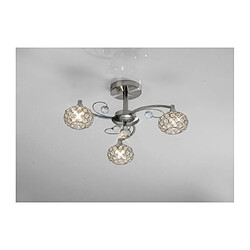 Luminaire Center Semi Plafonnier Cara 3 Ampoules nickel satiné/cristal