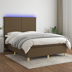 vidaXL Sommier à lattes de lit matelas et LED Marron foncé 140x200 cm 