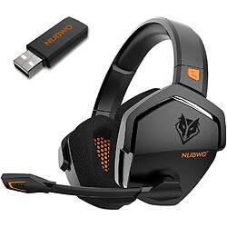 Chrono Casque de jeu sans fil NUBWO G06 PS4, PS5, PC, casque de jeu sur l'oreille à suppression de bruit avec micro, latence ultra-faible de 2,4 GHz, cache-oreilles à mémoire souple, mode filaire pour Xbox One, jeux Xbox Series X(noir) 