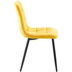 Avis Decoshop26 Lot de 4 chaises de salle à manger coutures forme carrées en tissu velours jaune pieds en métal noir 10_0001796