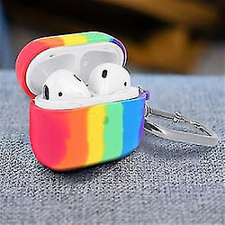 Avis Universal Rainbow Pattern Silicone AirPods Pro Case avec carabiner - Multicolor