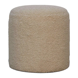 Artisan Furniture Pouf rond en bouclette crème rembourré, salon ou chambre