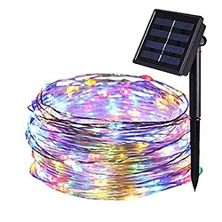 Outad Guirlande lumineuse LED en fil de cuivre solaire 8 fonctions 20 mètres 200 lumières-couleur