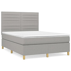 vidaXL Sommier à lattes de lit avec matelas Gris clair 140x200cm Tissu