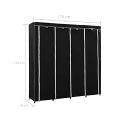 vidaXL Garde-robe avec 4 compartiments Noir 175x45x170 cm pas cher