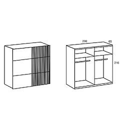 Avis Inside 75 Armoire coulissante PRISMA 200cm graphite rechampis lamelles imitation chêne artisan