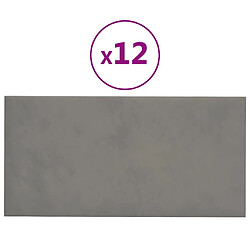 vidaXL Panneaux muraux 12 pcs Gris clair 30x15 cm Velours 0,54 m²