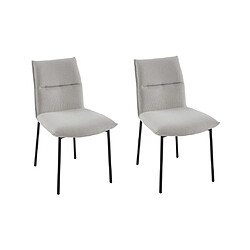 Vente-Unique Lot de 2 chaises en tissu et métal noir - Crème - ETIVAL 