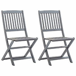 Maison Chic Lot de 2 Chaises pliables d'extérieur avec coussins | Chaises de jardin | Fauteuil Relax Bois d'acacia -GKD25345