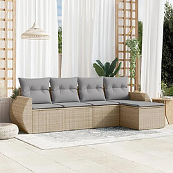 vidaXL Salon de jardin avec coussins 5 pcs beige résine tressée 