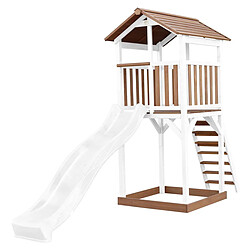 AXI Beach Tower Aire de Jeux avec Toboggan en BLANC & Bac à Sable | Grande Maison enfant extérieur en marron & BLANC | Cabane de Jeu en Bois FSC