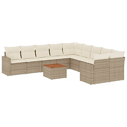 Maison Chic Salon de jardin 11 pcs avec coussins, Ensemble Tables et chaises d'extérieur beige résine tressée -GKD460100