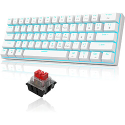 Mini clavier mécanique 60 % avec interrupteur bleu, clavier de jeu rétroéclairé bleu glace, clavier d'ordinateur de bureau portable, petits claviers filaires ultra-compacts 61 touches pour PC Gamer