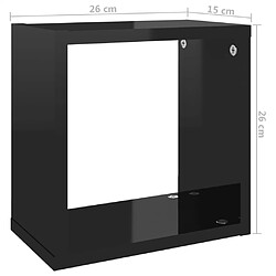 vidaXL Étagères cube murales 2 pcs noir brillant 26x15x26 cm pas cher