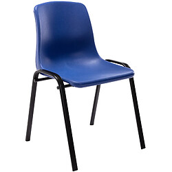 Decoshop26 Chaise visiteur empilable salle d'attente en plastique bleu et métal 10_0003731