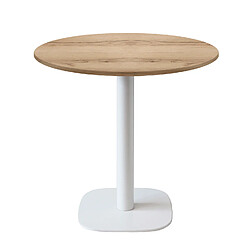 Restootab Table Ø70cm - modèle Round pied blanc chêne delano