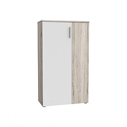 Meubletmoi Armoire à chaussures 2 portes 5 tablettes décor bois vieilli - AMELIE