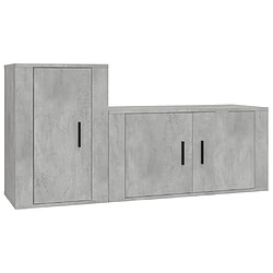 Maison Chic Ensemble de meubles TV 2 pcs pour salon - gris béton bois d'ingénierie -MN83340