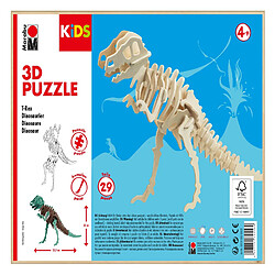 Marabu 0317000000021 Kids Puzzle en Bois 3D T-Rex Dinosaure, 29 pièces, env. 23,5 x 32 cm, Marron