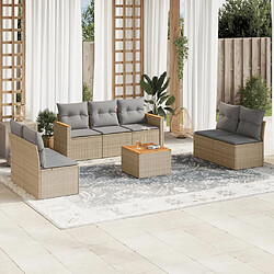 vidaXL Salon de jardin avec coussins 8pcs mélange beige résine tressée 