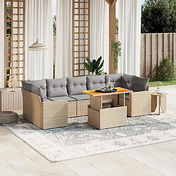 vidaXL Salon de jardin avec coussins 8 pcs beige résine tressée 