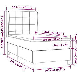 vidaXL Sommier à lattes de lit avec matelas Noir 100x200 cm Tissu pas cher