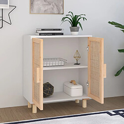 Avis Maison Chic Buffet,Meuble de Rangement,commode pour salon,Cuisine Blanc 60x30x70 cm Bois de pin massif et rotin naturel -MN76354