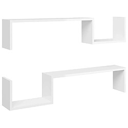 Maison Chic Lot de 2 Étagères murales,Étagère Rangement flottate Blanc brillant 100x15x20 cm Aggloméré -MN76593