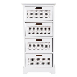 Pegane Chiffonnier, meuble de rangement en bois avec 4 tiroirs coloris blanc - Longueur 35 x Profondeur 29 x Hauteur 75 cm