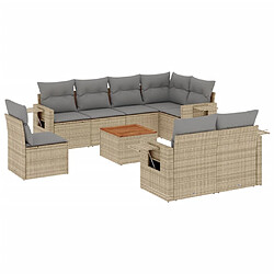 vidaXL Salon de jardin avec coussins 9pcs mélange beige résine tressée