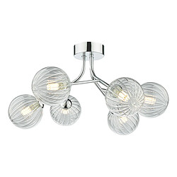 Acheter Luminaire Center Plafonnier Yiska Chrome poli,verre côtelé 6 ampoules 24cm