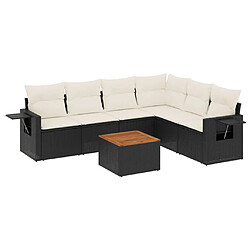 Maison Chic Ensemble Tables et chaises d'extérieur 7pcs avec coussins,Salon de jardin noir résine tressée -GKD873341