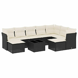 Maison Chic Salon de jardin 10 pcs avec coussins | Ensemble de Table et chaises | Mobilier d'Extérieur noir résine tressée -GKD72484