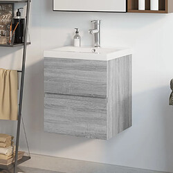 vidaXL Meuble lavabo avec bassin intégré Sonoma gris Bois d'ingénierie 