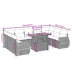 Avis vidaXL Salon de jardin 10 pcs avec coussins noir résine tressée