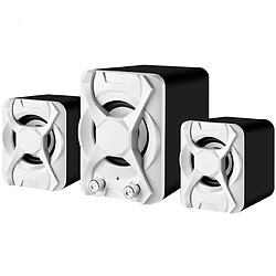 Universal Subwoofer câblé haut-parleurs 5W + 3W * 2 Set Bass Renforcement stéréo 2.1 haut-parleurs pour talon de téléphone PC | haut-parleurs de l'ordinateur (blanc) 