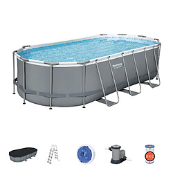 Piscine Hors-sol Tubulaire Bestway Power Steel Ovale 549x274x122 cm Épurateur à Cartouche de 5 678 L/H Bâche et Échelle 