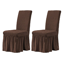 2x Volants Longues Jupes Stretch Salle à Manger Chaise Couverture Pour Mariage Fête Café Housses de siège de salle à manger