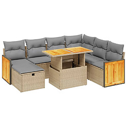 vidaXL Salon de jardin avec coussins 8 pcs beige résine tressée