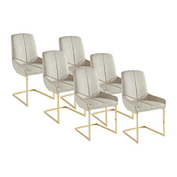 Vente-Unique Lot de 6 chaises en velours et métal doré - Beige - BERLONA