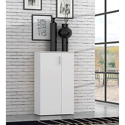 Meubletmoi Armoire à chaussures 2 portes 5 tablettes blanc - AMELIE