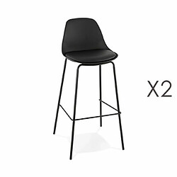 Mes Lot de 2 tabourets de bar H75 cm noir - ADRYA 