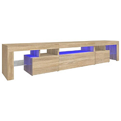 Maison Chic Meuble TV avec lumières LED, Banc TV pour salon, Meuble de rangement Chêne sonoma 215x36,5x40 cm -GKD42473