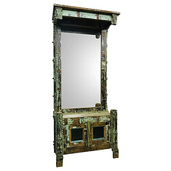 Pegane Meuble d'entrée, Banc d'entrée avec miroir en bois multicolore - Longueur 83 x Profondeur 44 x Hauteur 185 cm