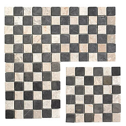 Pegane Carrelage de mosaïque (Boite de 1m²) / Plaque mosaïque mur et sol en marbre naturel coloris noir et blanc mat- 30 x 30 cm 