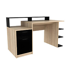 Vente-Unique Bureau avec rangements ZACHARIE - Coloris : chêne et noir